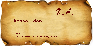Kassa Adony névjegykártya